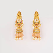 antique matt gold temple ruby jhumkas