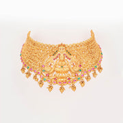 Temple matt gold ruby green choker