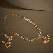 Pearl Matt gold flower necklace set