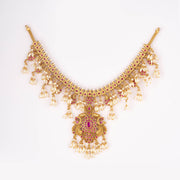 Ruby Matt gold Lakshmi Devi designer necklace set