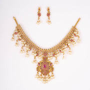 Ruby Matt gold Lakshmi Devi designer necklace set