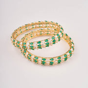 gold green white American diamond bangles.