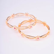 Ruby white gorgeous rose gold A.D bangles