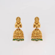 Lakshmi engraved matt gold jhumkas