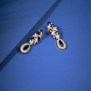 Blue stones with american diamonds and zircon ear danglers