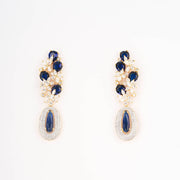 Blue stones with american diamonds and zircon ear danglers